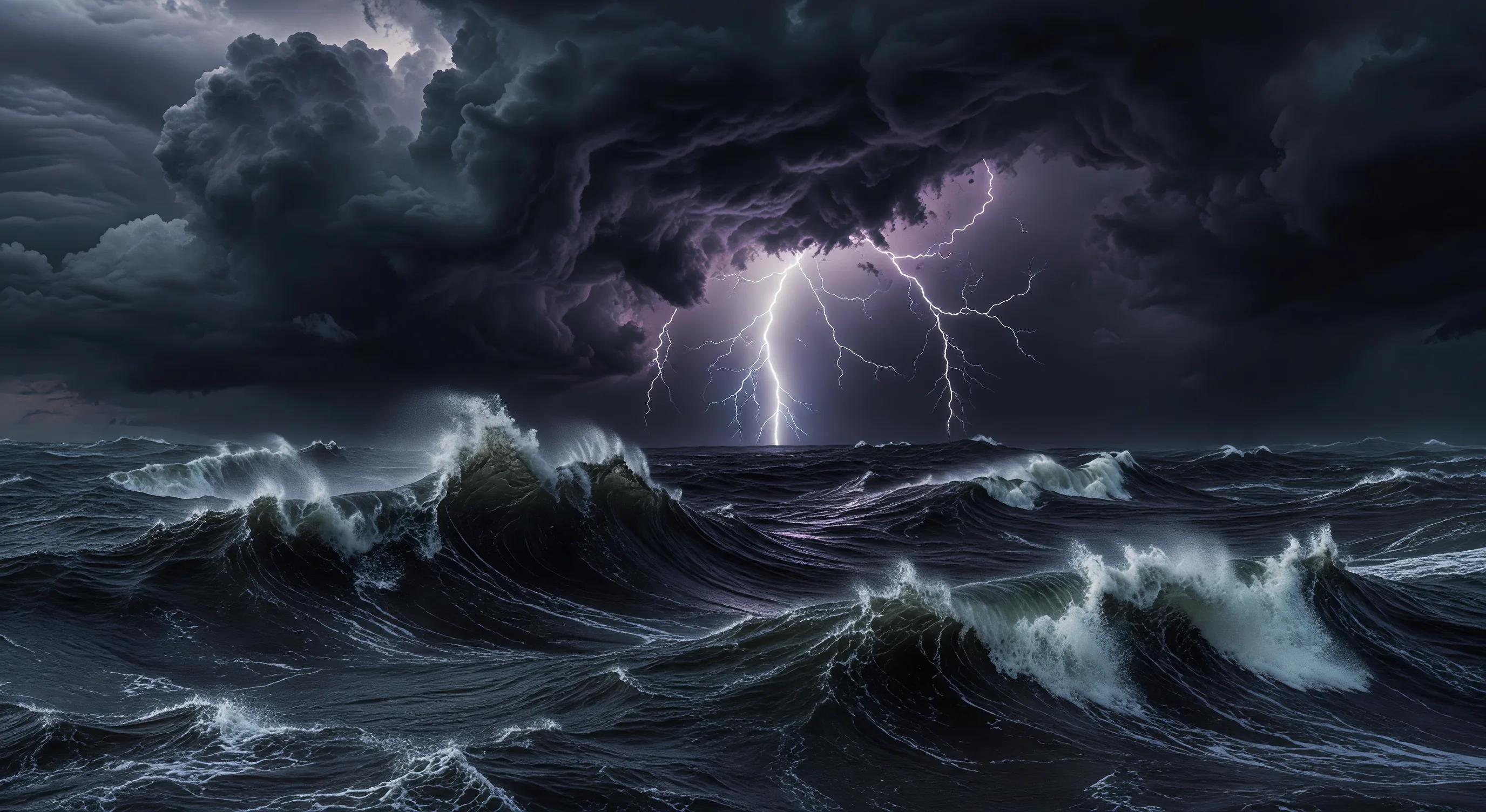 Storm clouds over ocean waves