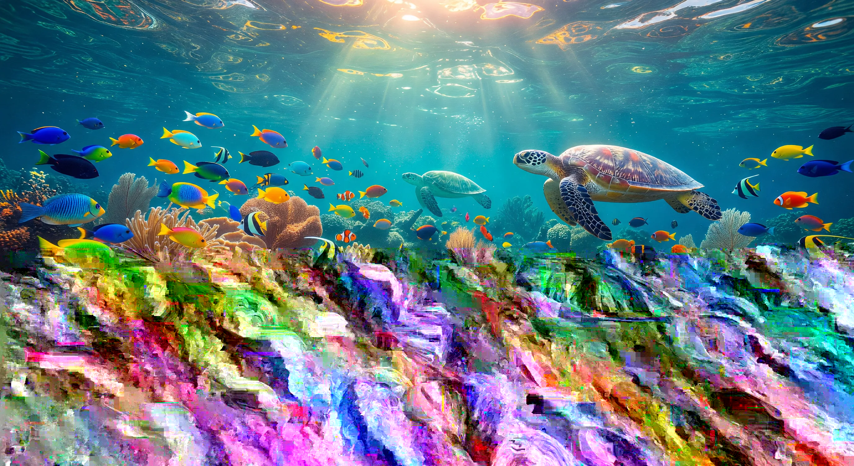 Vibrant coral reef underwater